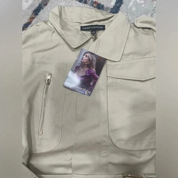 NAKED WARDROBE Khaki Trench Coat Size Small - Picture 5 of 5